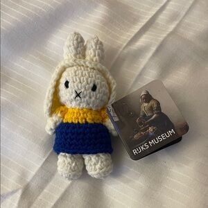 miffy Crochet Bunny Keychain in White, Yellow, Blue